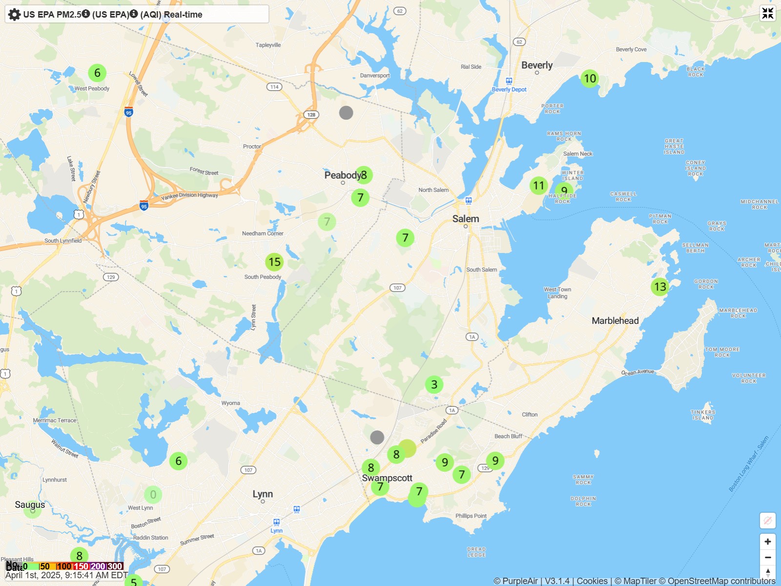 air quality map of North Shore