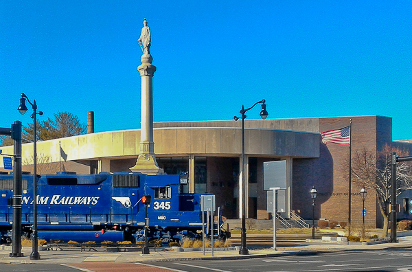 Freight train in Peabody Square